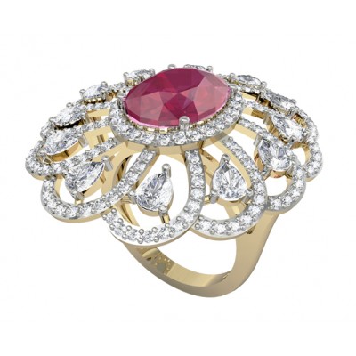 Enticing Ruby Diamond Cocktail Ring